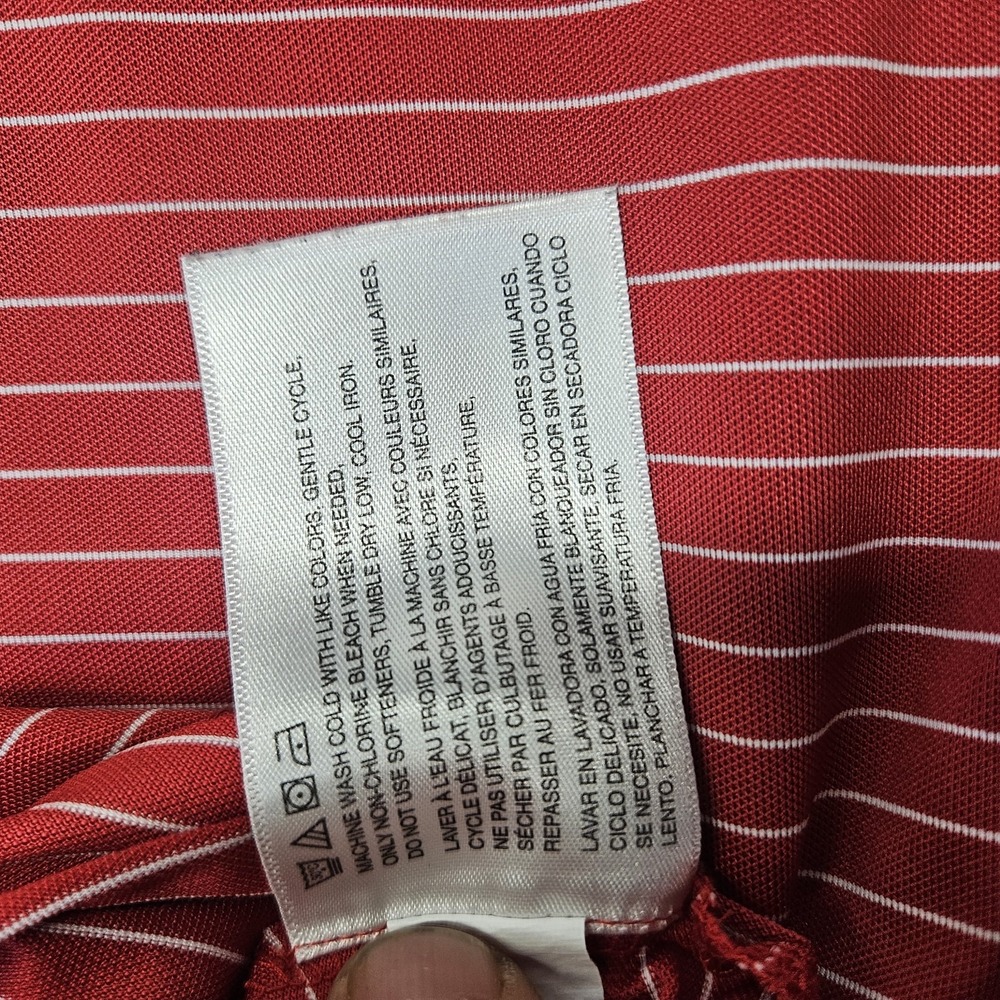 Trump Golf Polo Shirt Greg Norman Red White Striped Men's Small Play Dry - Picture 7 of 13